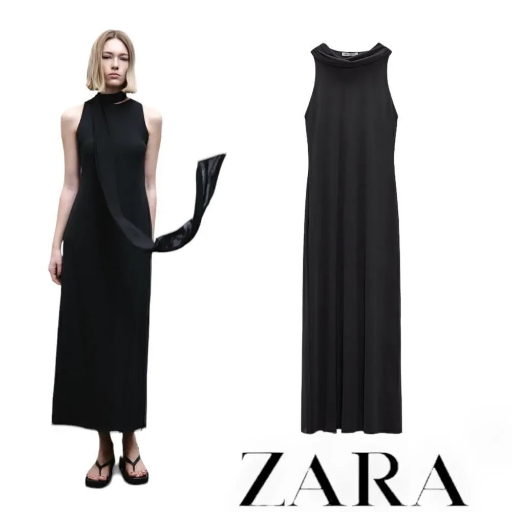 ZARA | Dark Anthracite | TIED TULLE MIDI DRESS (5039/307)